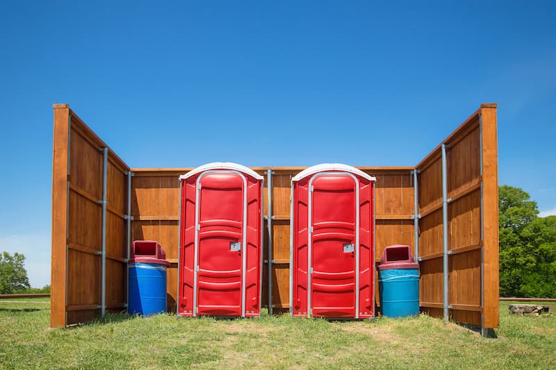 Short-term porta potty units staged for delivery in Eastvale, California